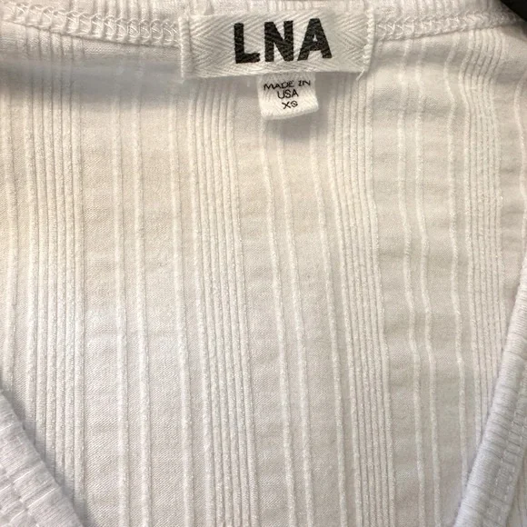 LNA ribbed white long sleeve top with cut out shoulders - Picture 4 of 5